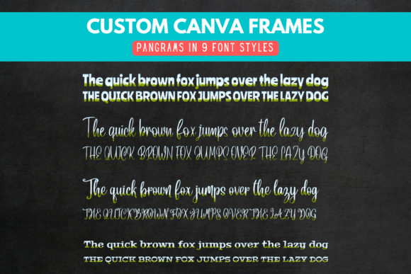 Custom Canva Frame: 9 Font Styles for Drag & Drop Design