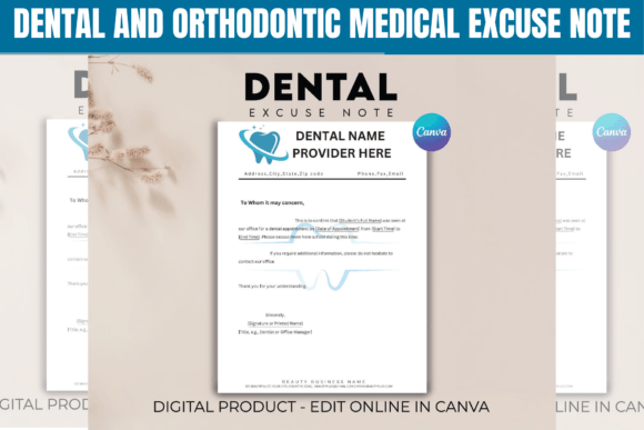 Dental Excuse Note Canva Template: Elevate Your Practice's Paperwork