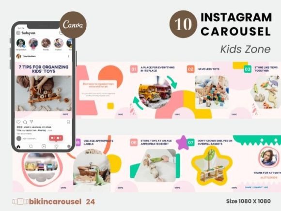 Designing Playful Content with Kids Zone Instagram Carousel Canva