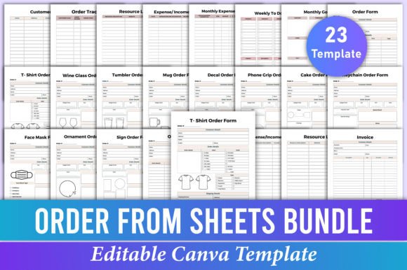 Editable Order from Sheets Bundle Canva: Streamline Your Business Workflow