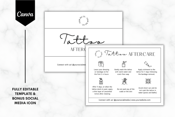 Elevate Client Care with a Professional Tattoo Aftercare Card