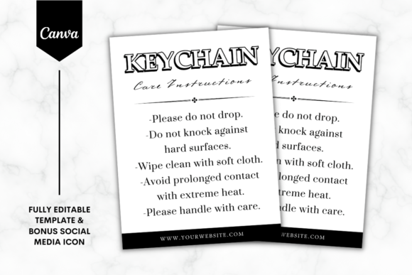 Keychain Care Card Canva Template B&W 1: Your Brand's Secret Weapon