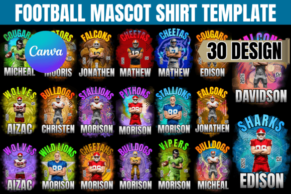 Score Big With 30 Editable Football Mascot Shirt Templates