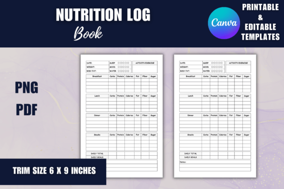 Streamline Your Wellness: The Nutrition Log Book CANVA Editable