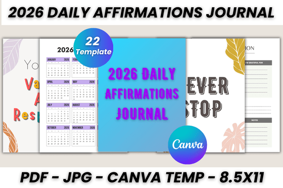 Your 2026 Daily Affirmations Journal Canva Blueprint